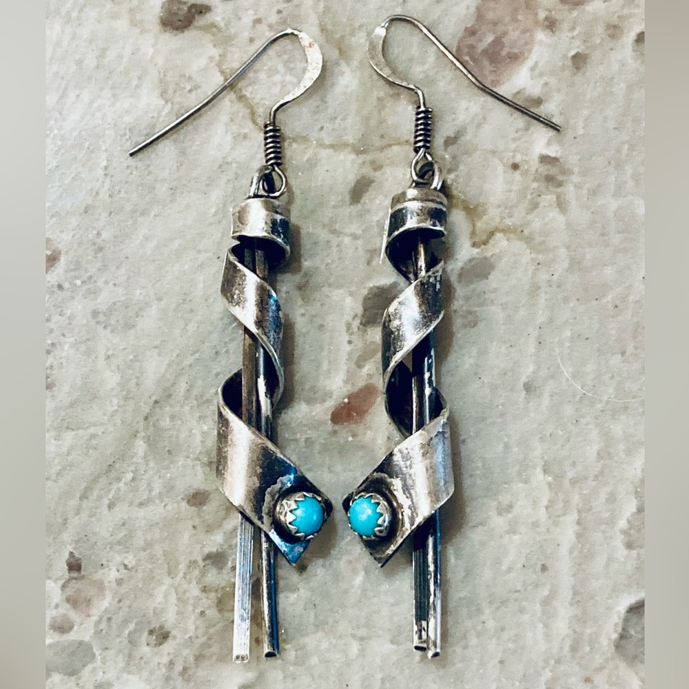 Louise Yazzie (Navajo Nation) Handmade Turquoise Sterling Silver  Earrings